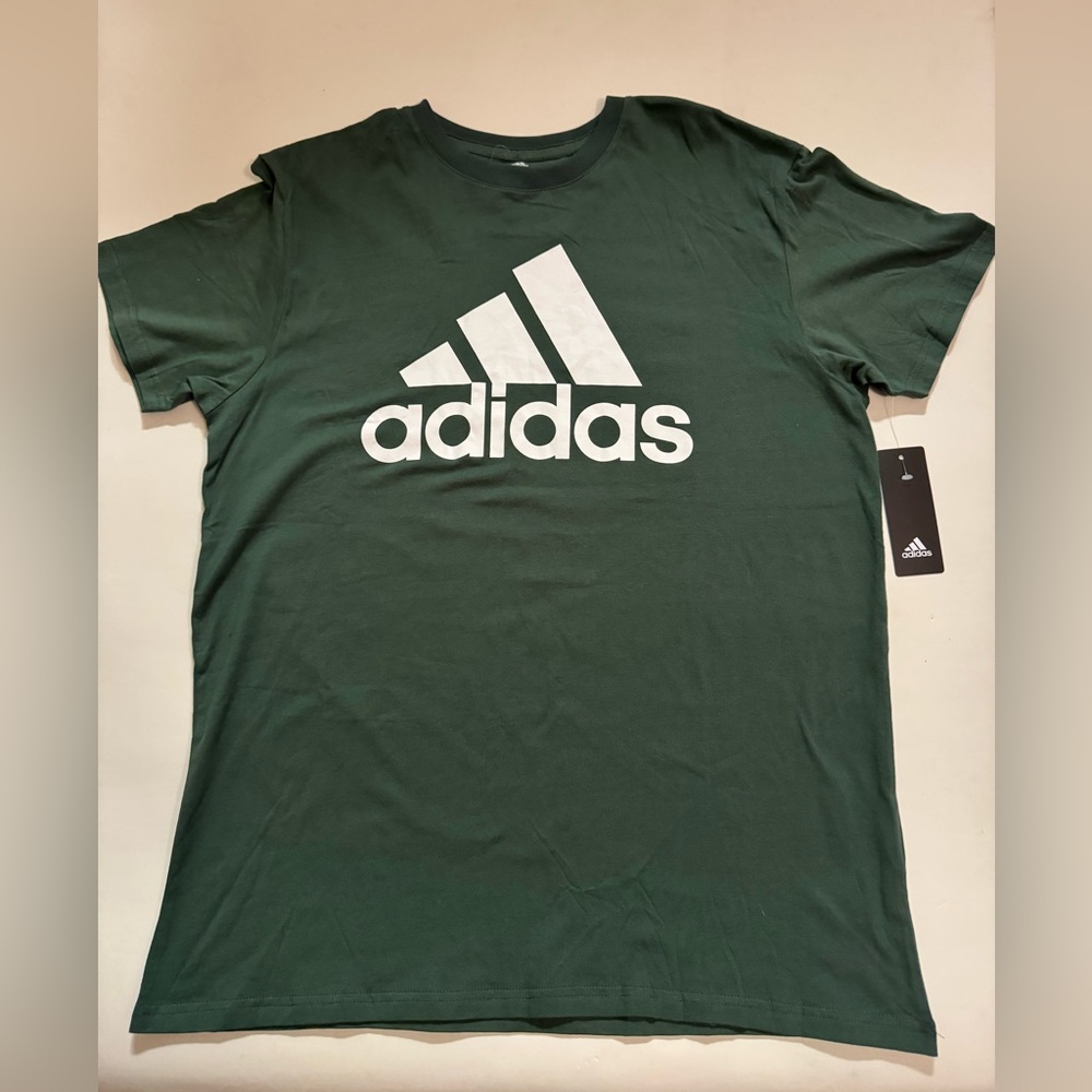 New adidas Mens Logo Tee Golf T-Shirt Size: (XL) GREEN Oxide/WHITE Logo ADVR2000